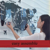 World Map 3D Stickers Hanging Clock