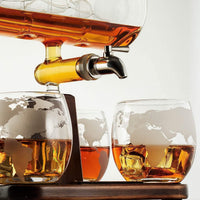 5pcs Set Creative Antique Boat Shape Decanter Red Wine Whiskey Glass Decanter 1 Bracket 1 Decanter 4 Cup Combination Set