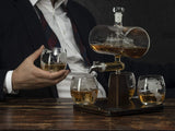5pcs Set Creative Antique Boat Shape Decanter Red Wine Whiskey Glass Decanter 1 Bracket 1 Decanter 4 Cup Combination Set