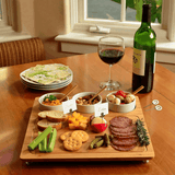 Pamap - Bamboo Cheese Board/Charcuterie Platter w/Bowls & Bamboo Spoons & Cheese Markers - 13" x 13"