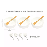 Pamap - Bamboo Cheese Board/Charcuterie Platter w/Bowls & Bamboo Spoons & Cheese Markers - 13" x 13"