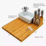 Pamap - Buxton Bamboo Cheese Board Set with 4 Tools & Cheese Markers